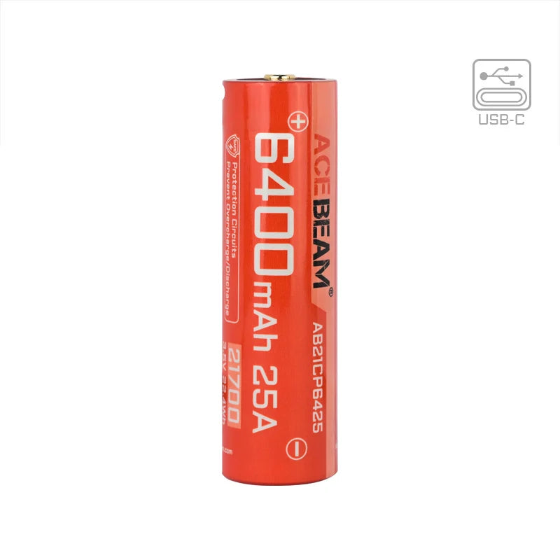 Acebeam 21700 6400mAh 25A USB-C Rechargeable Li-ion Battery