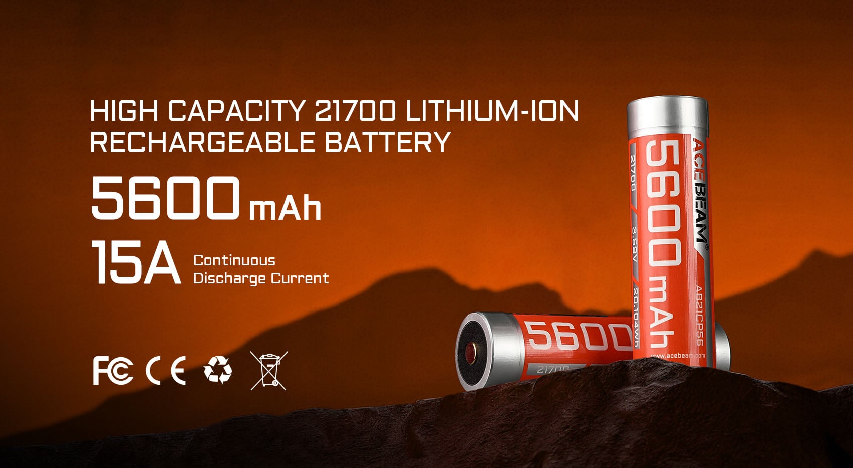 Acebeam 21700 5600mAh Li-ion Rechargeable Battery