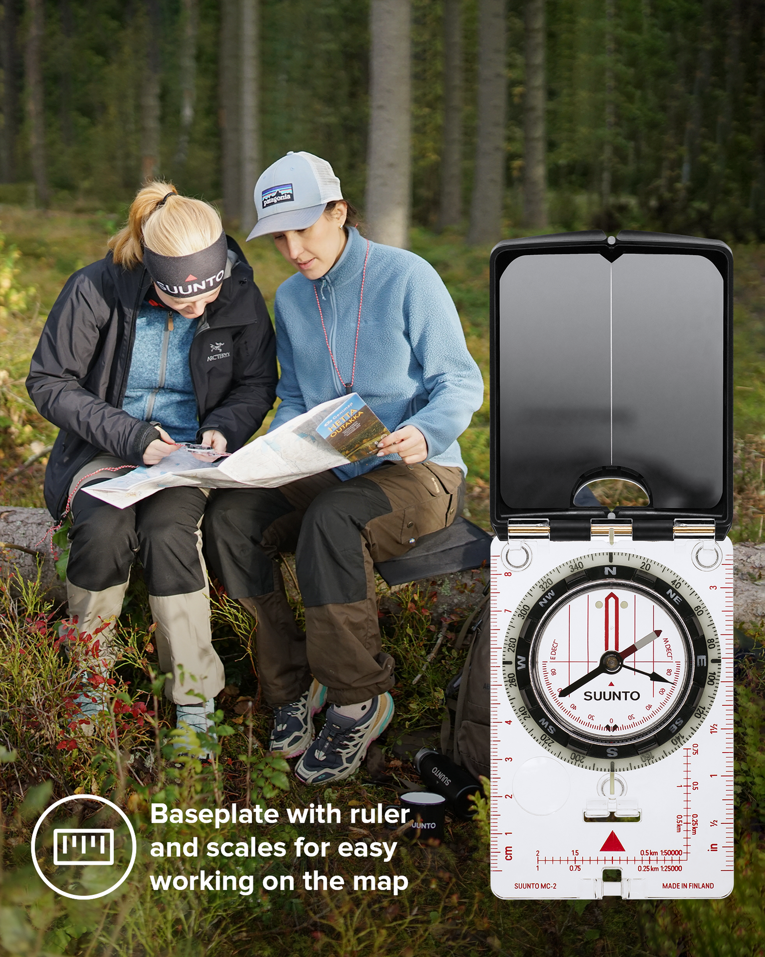 Suunto MC-2 NH mirror compass with sighting mirror and declination adjustment for accurate outdoor navigation