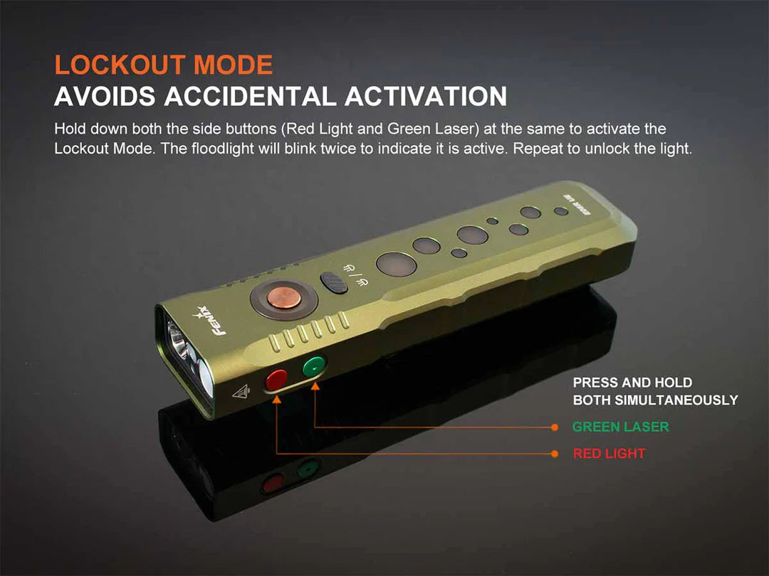 Fenix E08R UE – Flat EDC Flashlight with Green Laser, Body Lights & Digital Dice - Options
