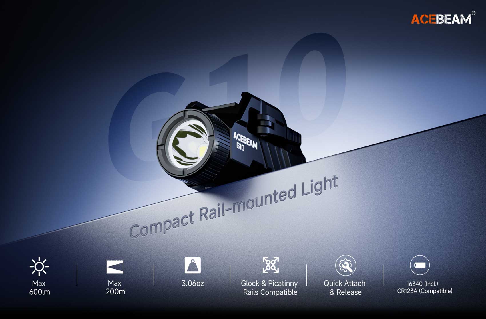 Acebeam G10 Rail Mounted Flashlight *** Special Order ***