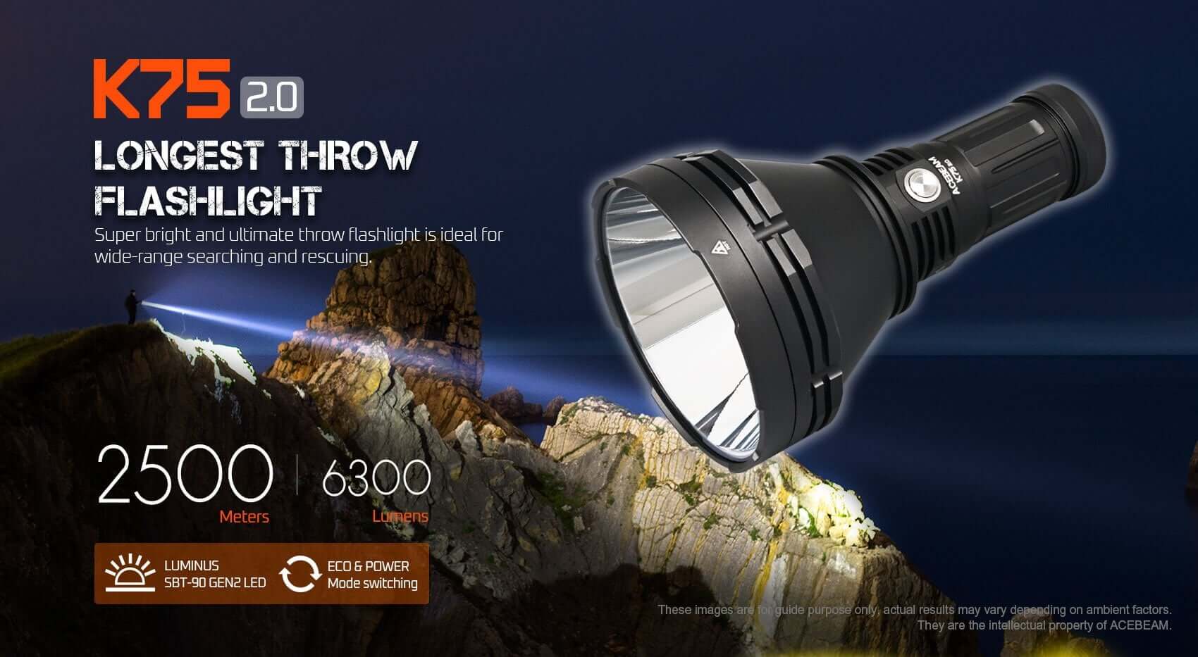 Acebeam K75 2.0 Professional Longest Throw Flashlight 6300 Lumens