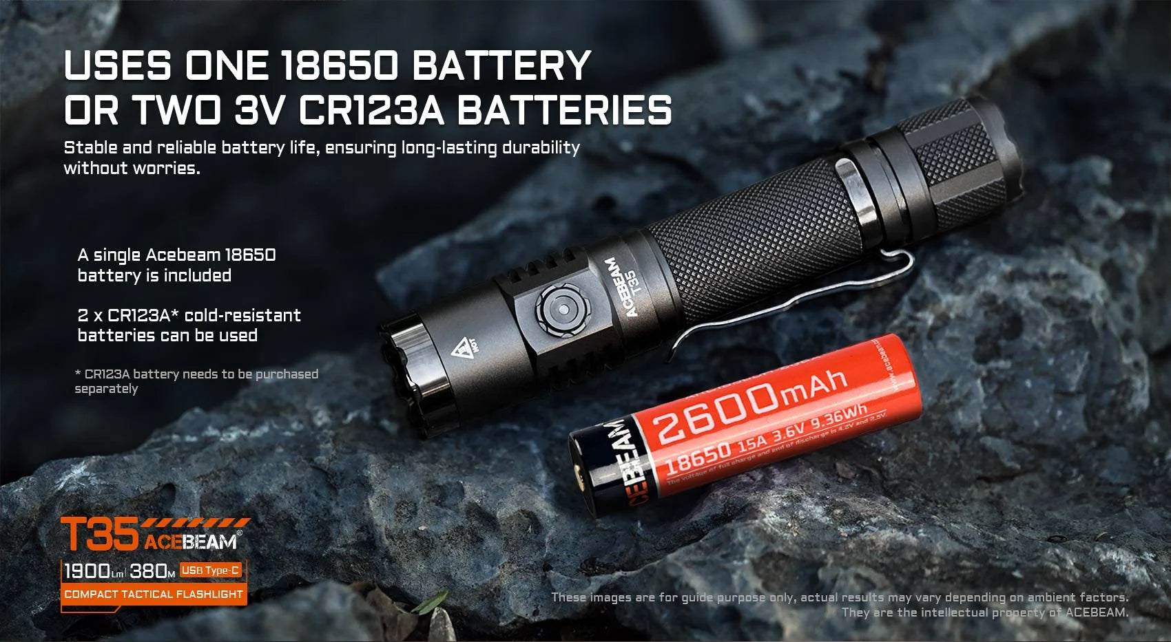 Acebeam T35 Compact Tactical Flashlight - Options