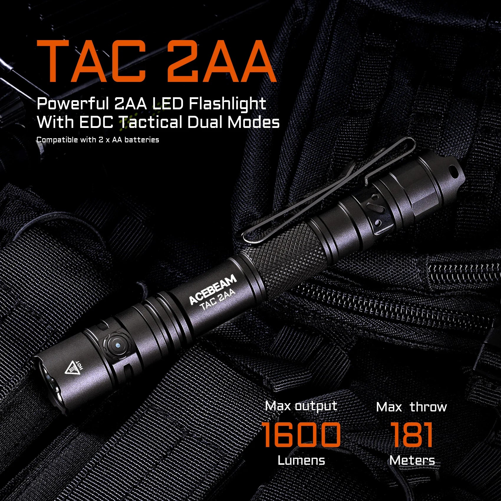 Acebeam TAC 2AA EDC Flashlight - Blue