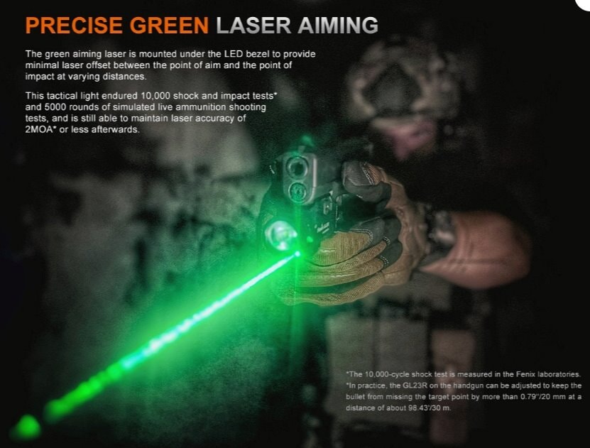 Fenix GL23R Tactical Light with Green Laser