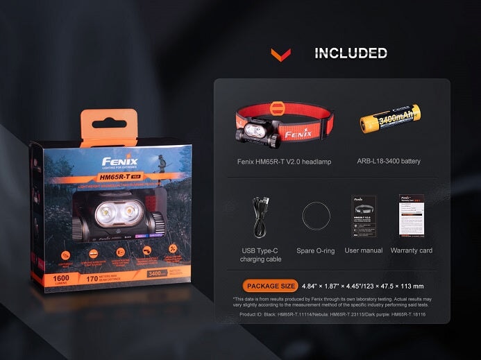 Fenix HM65R-T v2.0 Lightweight Magnesium Trail Running Headlamp