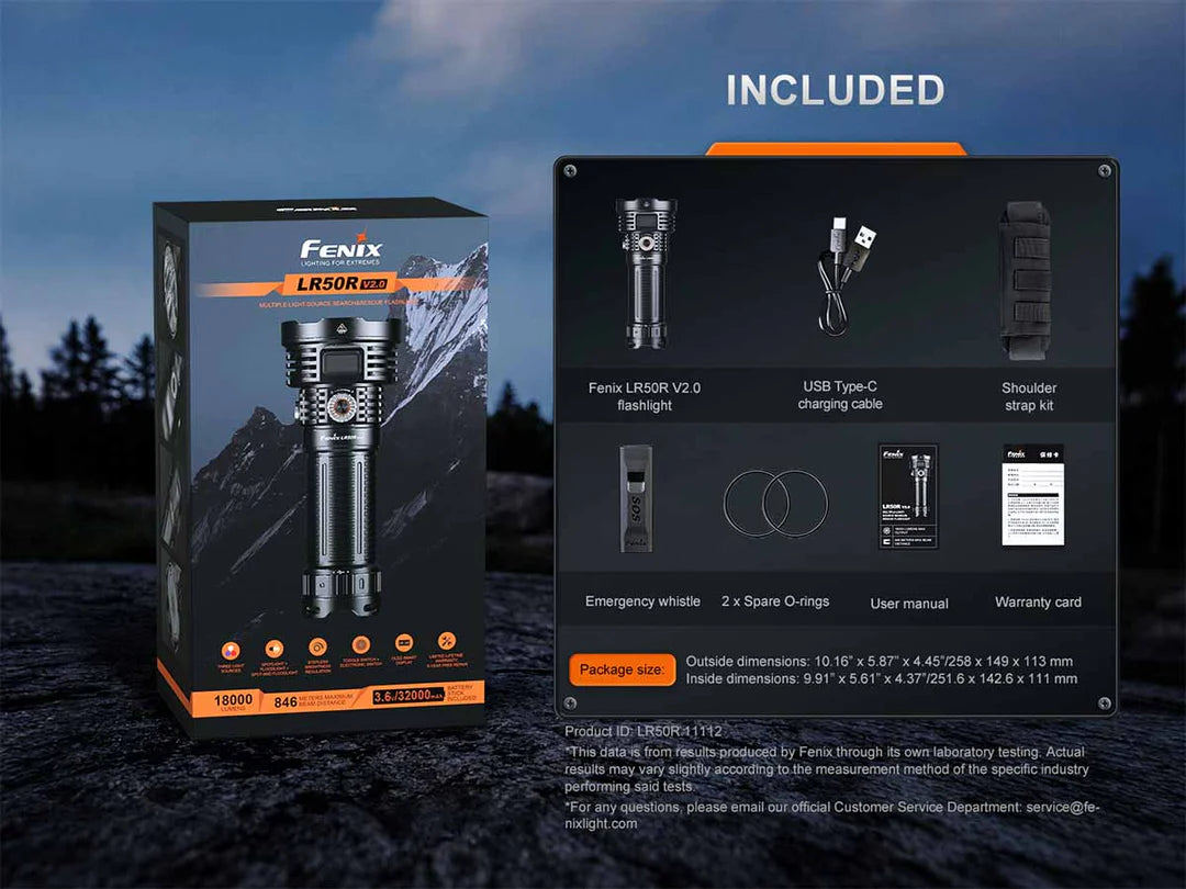 Fenix LR50R V2.0 – 18,000 Lumen High-Output Searchlight with UV & Red Light