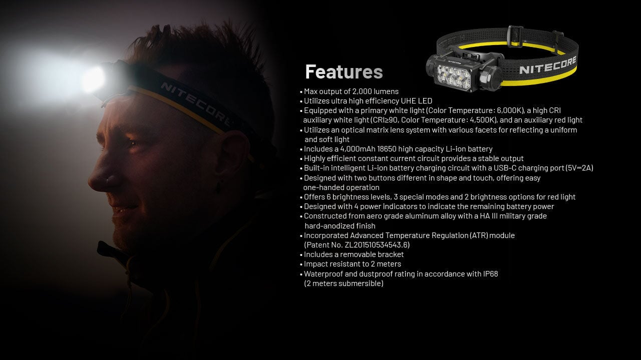 Nitecore HC65 UHE 2000 Lumen USB-C Rechargeable Headlamp