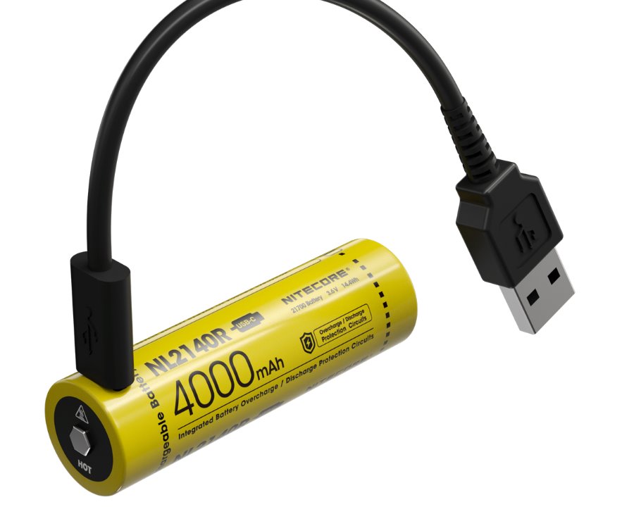 Nitecore NL2140R 21700 4000 mAh rechargeable Battery with USB-C