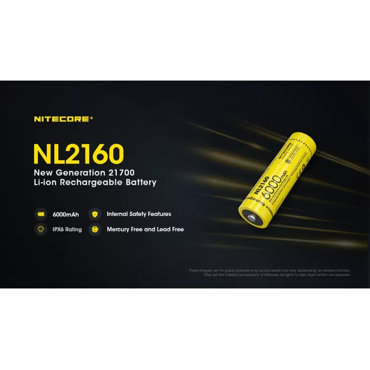 Nitecore NL2160 21700 Li-ion Battery 6000mAh