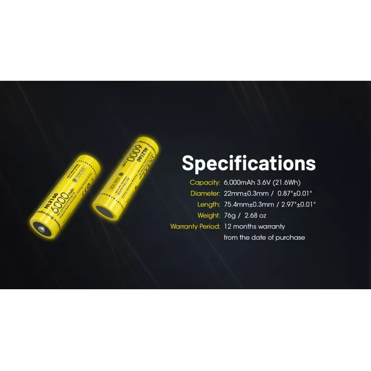 Nitecore NL2160 21700 Li-ion Battery 6000mAh