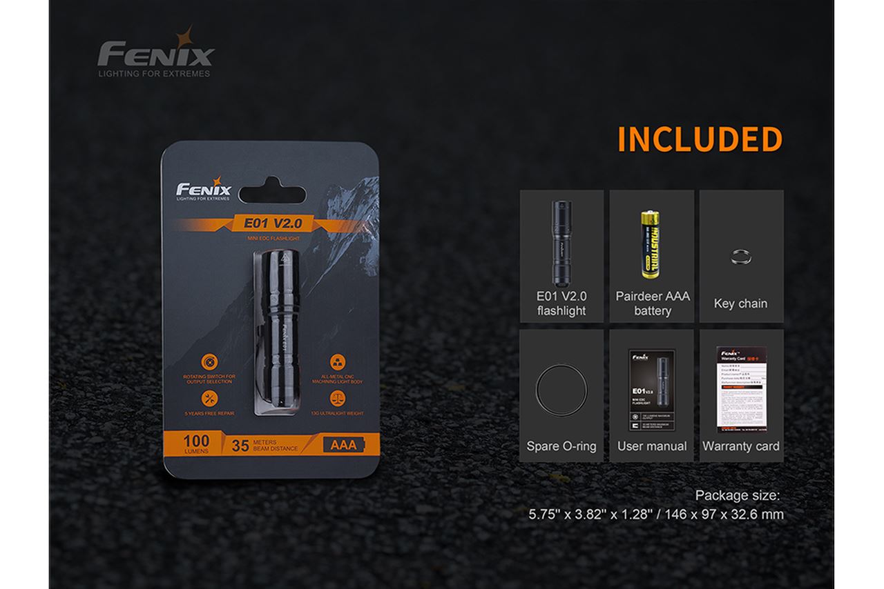 Fenix E01 V2.0 100 Lumens EDC LED Flashlight