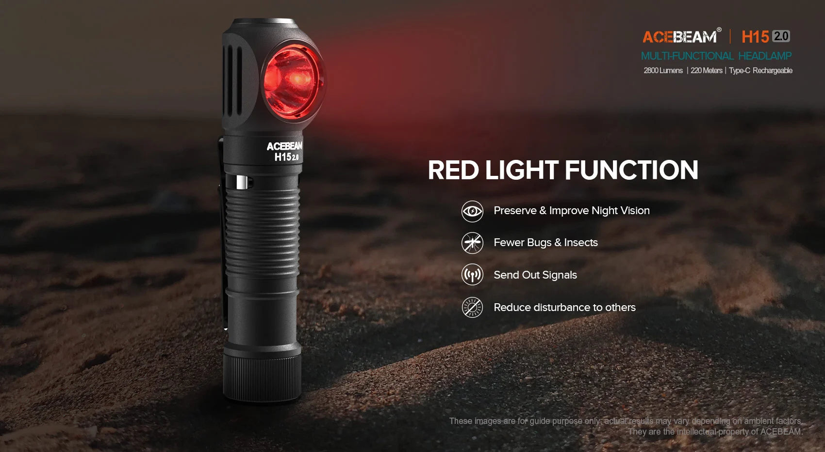 Acebeam H15 2.0 Outdoor Rechargeable Headlamp - 2800 Lumens