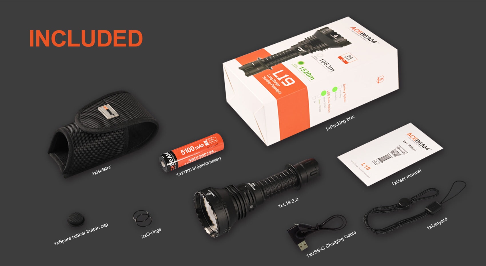 Acebeam L19 2.0 Long range tactical Flashlight