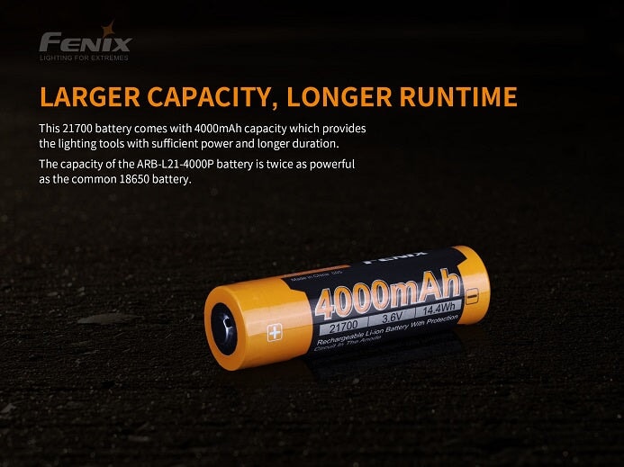 Fenix ARB-L21 4000P - High Draw rechargeable 21700 battery