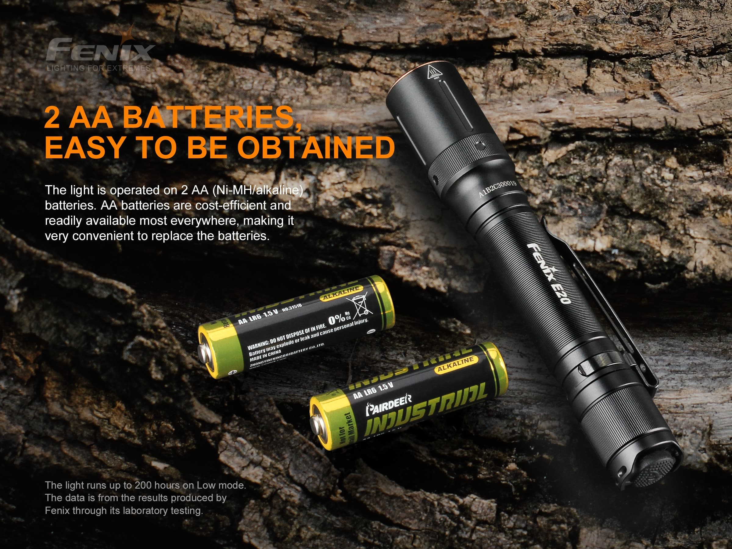 Fenix E20 v2.0 EDC AA Flashlight - 350 lumens