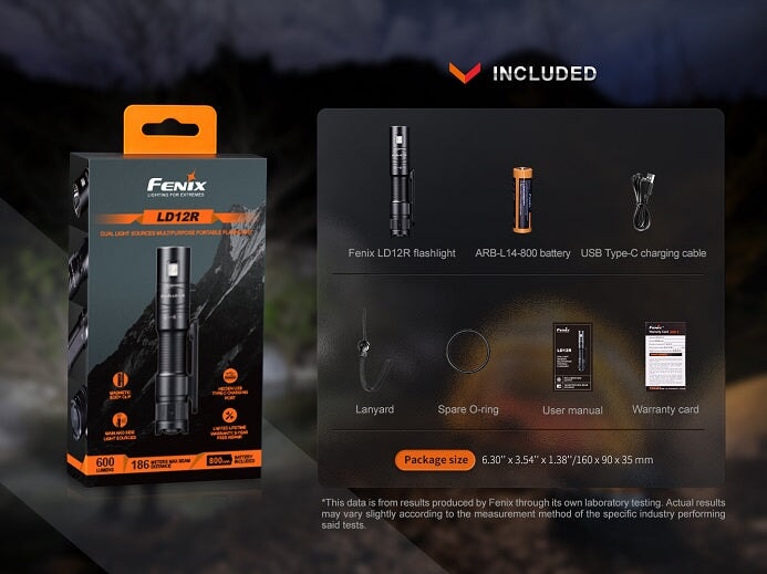FENIX LD12R Dual Lightsource Multipurpose Rechargeable Flashlight