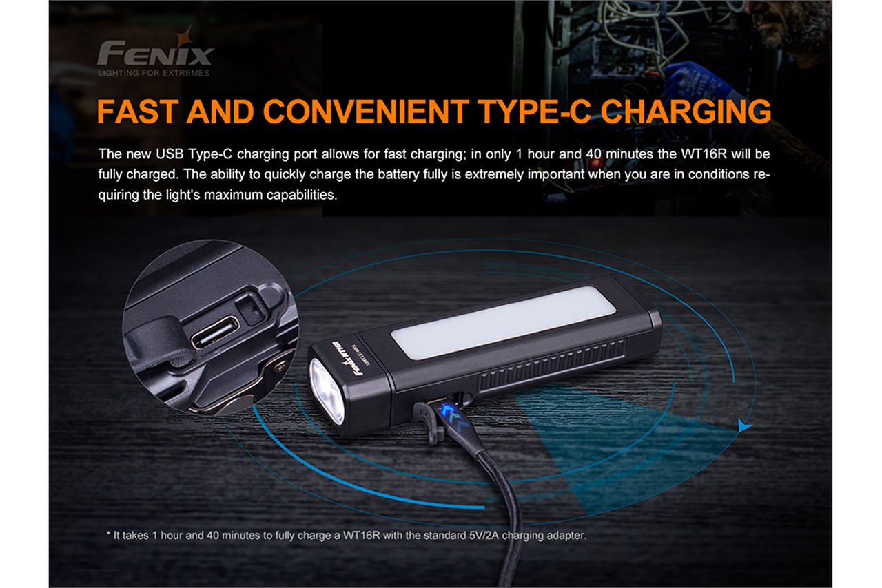Fenix WT16R 300 Lumens Rechargeable LED Work Flashlight