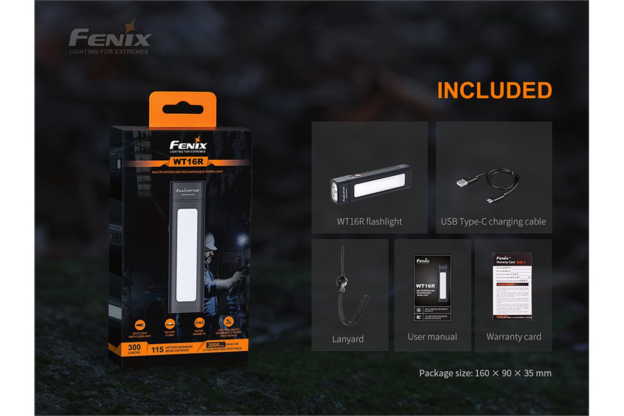 Fenix WT16R 300 Lumens Rechargeable LED Work Flashlight