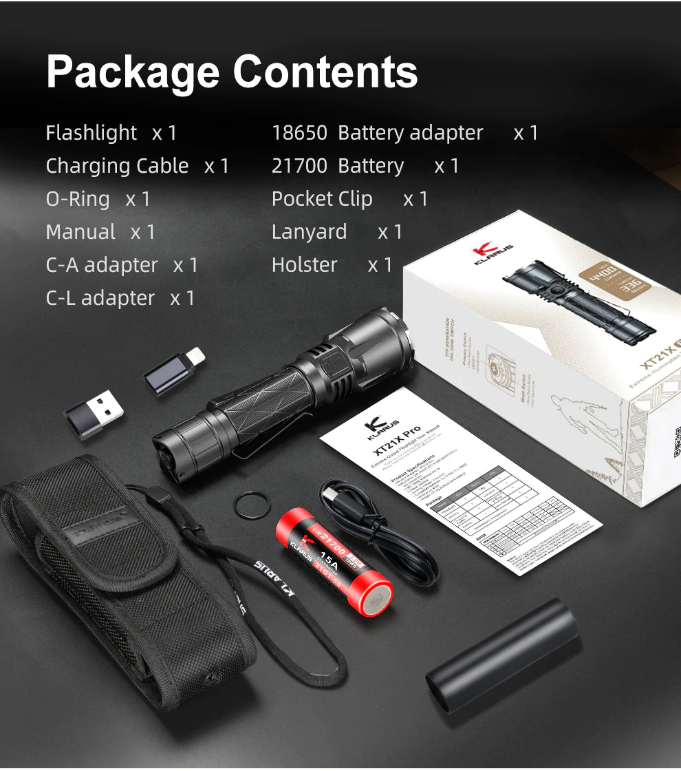 Klarus XT21X Pro Tactical flashlight - 4400 lumens