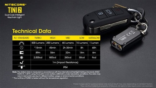 Nitecore Tini 2 500 Lumen Rechargeable Keychain Flashlight - Options