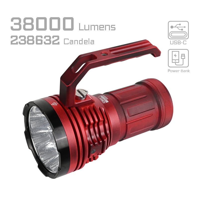 Acebeam X50 2.0 Black / Red Powerful Flashlight - 45 000 Lumens