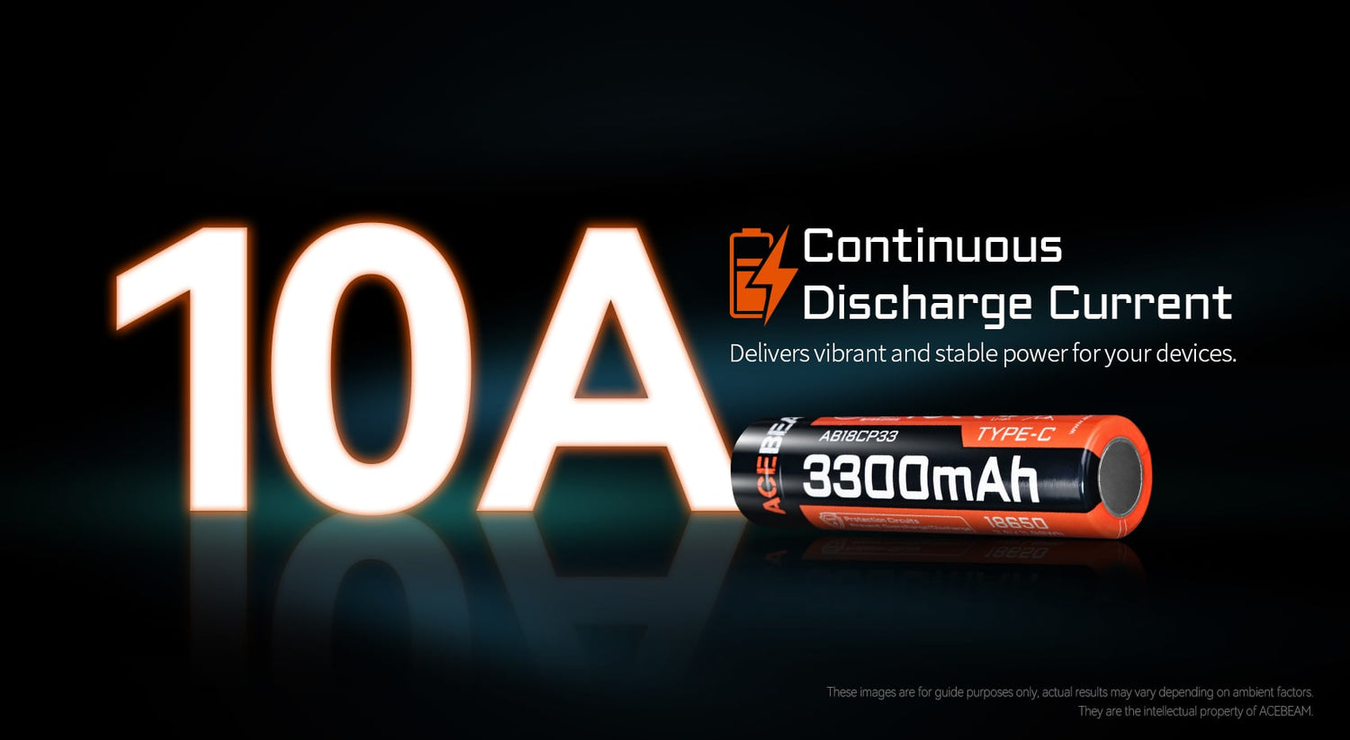 Acebeam 18650 3300mAh Lion Rechargeable Battery with USB-C