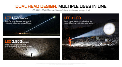 Acebeam Terminator M1 2.0 – Dual Head Zoomable LEP + LED Flashlight with Red Light