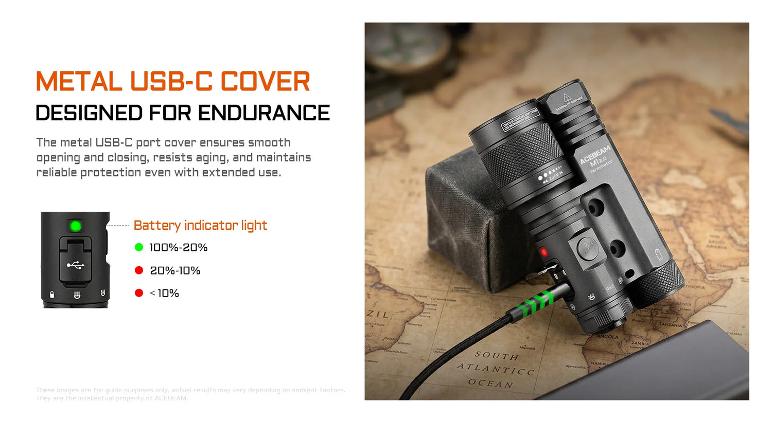 Acebeam Terminator M1 2.0 – Dual Head Zoomable LEP + LED Flashlight with Red Light