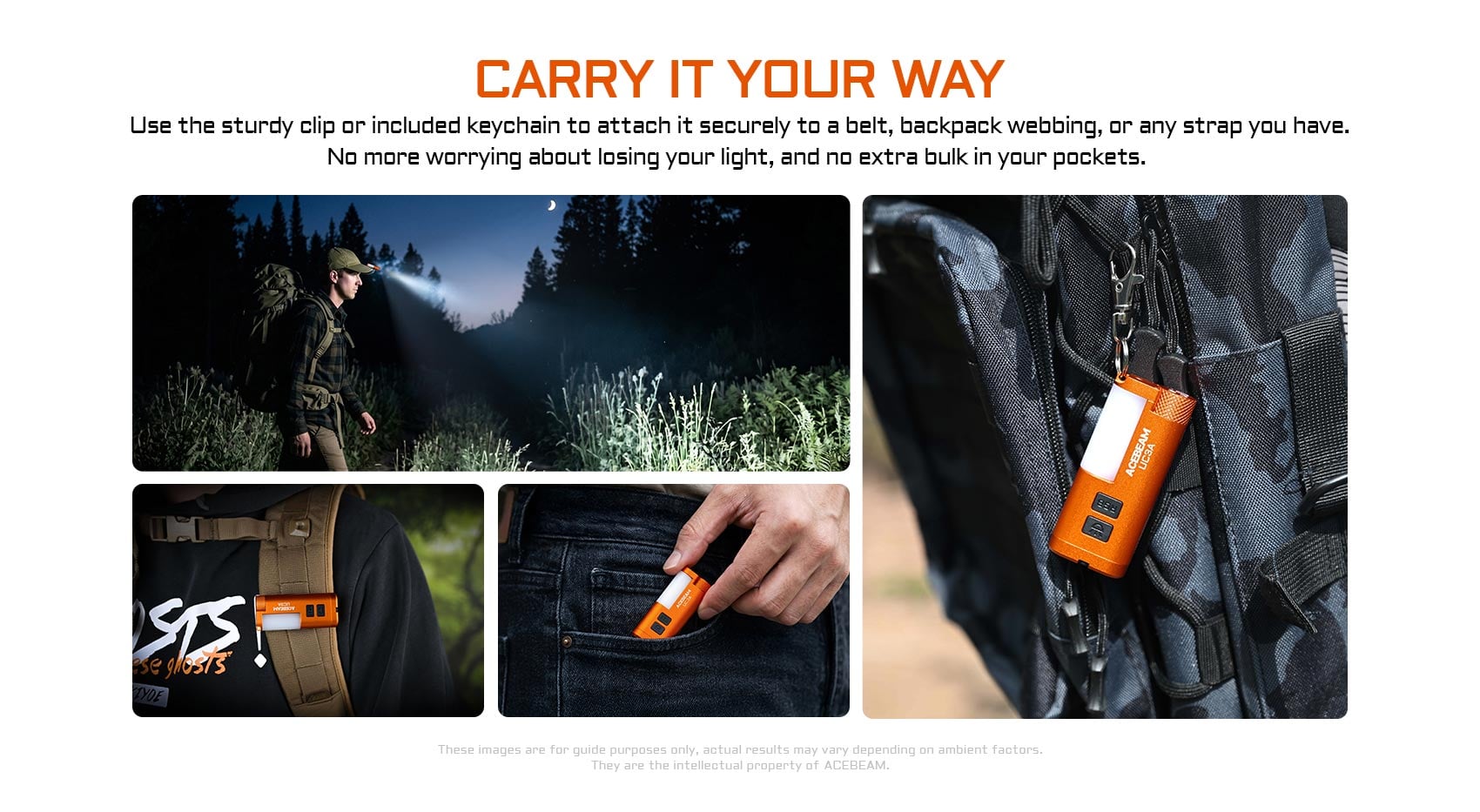 Acebeam UC3A – Compact Multi-Color RGB EDC Flashlight with 270° Auxiliary Light