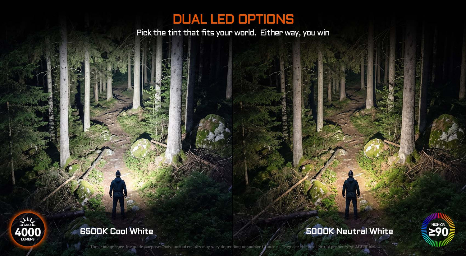 Acebeam H18 2700 Lumens 5000K High CRI Dual-Light Right Angle Headlamp
