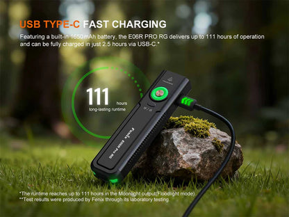 “Fenix E06R Pro RG flat EDC flashlight – rechargeable compact multi-mode torch with options”