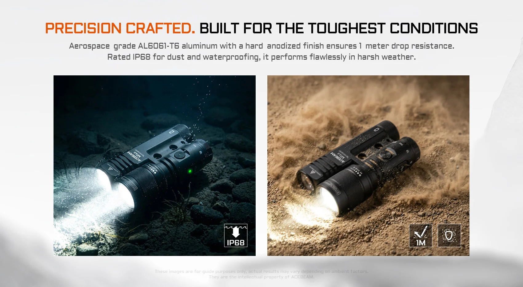 Acebeam Terminator M1 2.0 – Dual Head Zoomable LEP + LED Flashlight with Red Light