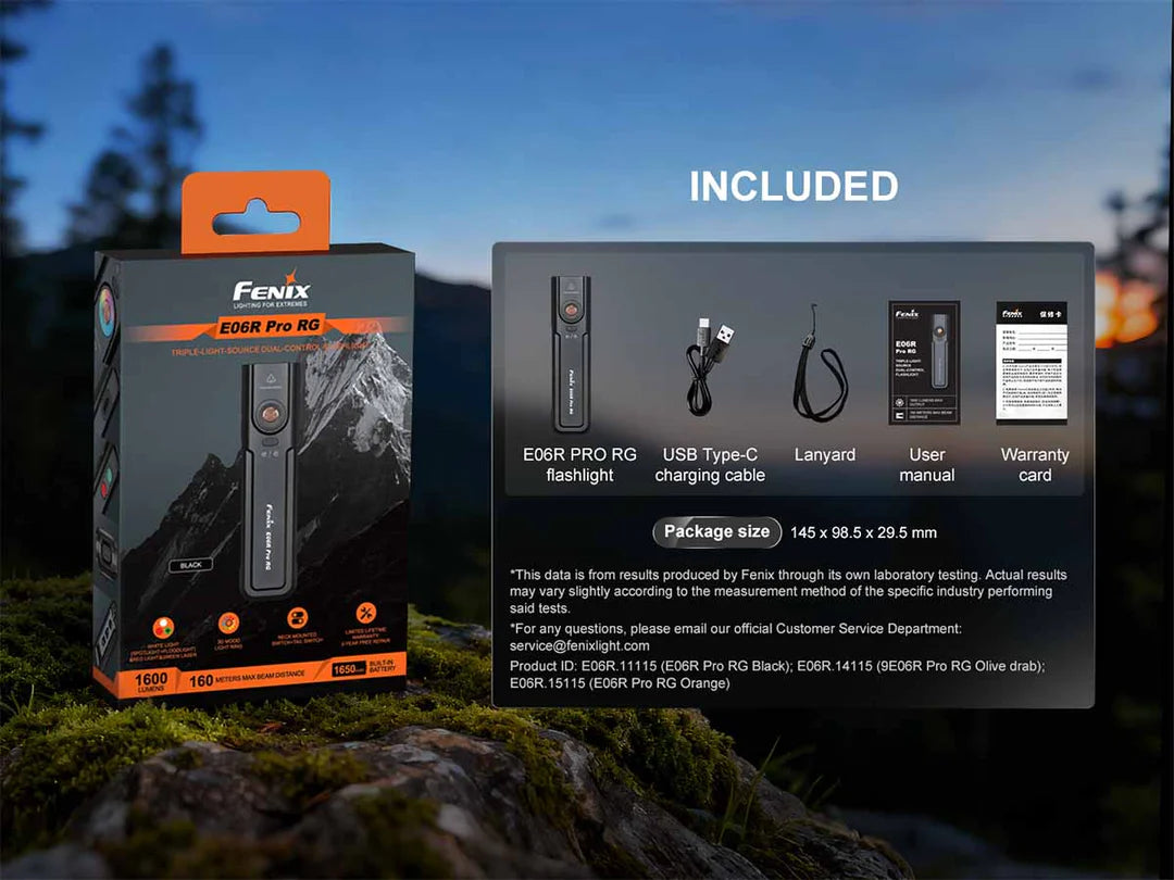 “Fenix E06R Pro RG flat EDC flashlight – rechargeable compact multi-mode torch with options”