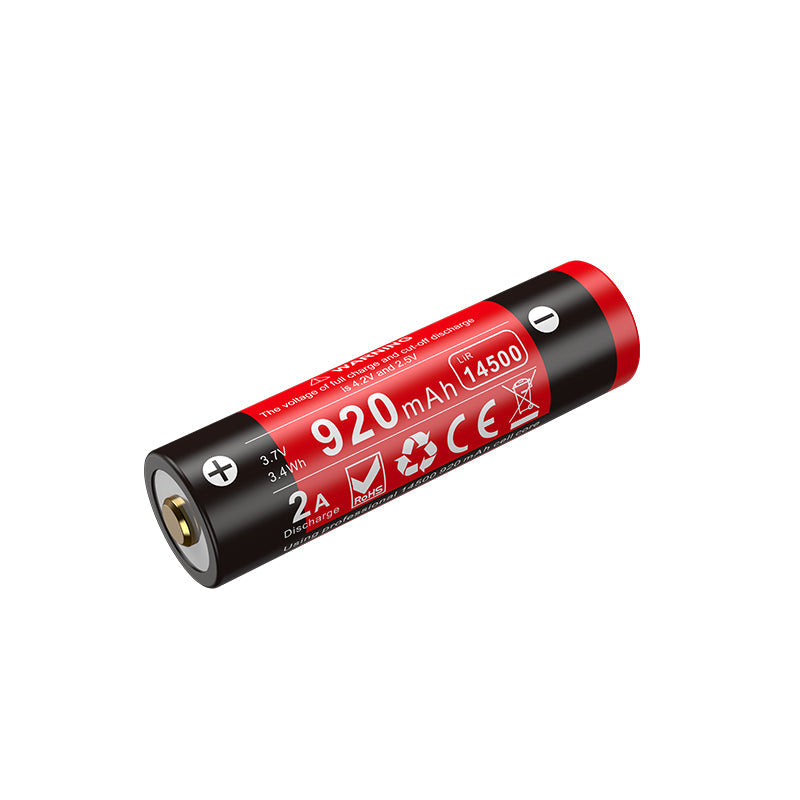 “Klarus 14500 920mAh Micro-USB rechargeable Li-ion battery for flashlights”