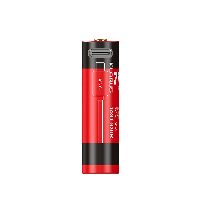 “Klarus 14500 920mAh Micro-USB rechargeable Li-ion battery for flashlights”