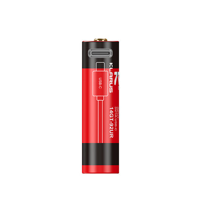 “Klarus 14500 920mAh Micro-USB rechargeable Li-ion battery for flashlights”