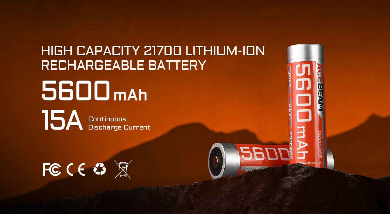 Acebeam 21700 5600mAh Li-ion Rechargeable Battery