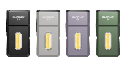 “Klarus E8 triple light tactical EDC flashlight – Compact versatile everyday carry torch”