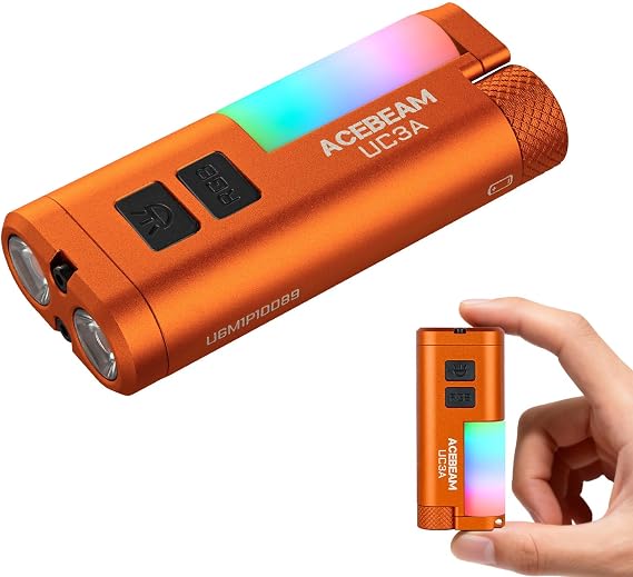 Acebeam UC3A – Compact Multi-Color RGB EDC Flashlight with 270° Auxiliary Light