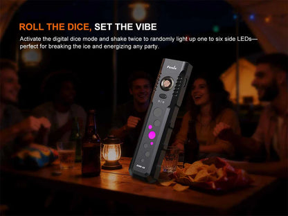 Fenix E08R UE – Flat EDC Flashlight with Green Laser, Body Lights &amp; Digital Dice - Options