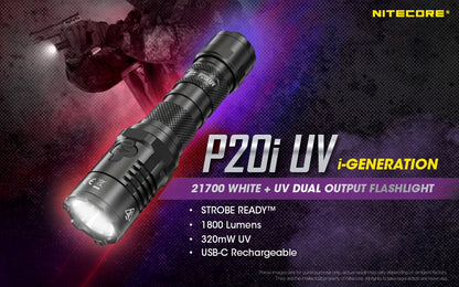“Nitecore P20i 1800 lumen UV tactical flashlight – Rechargeable high-output duty torch”