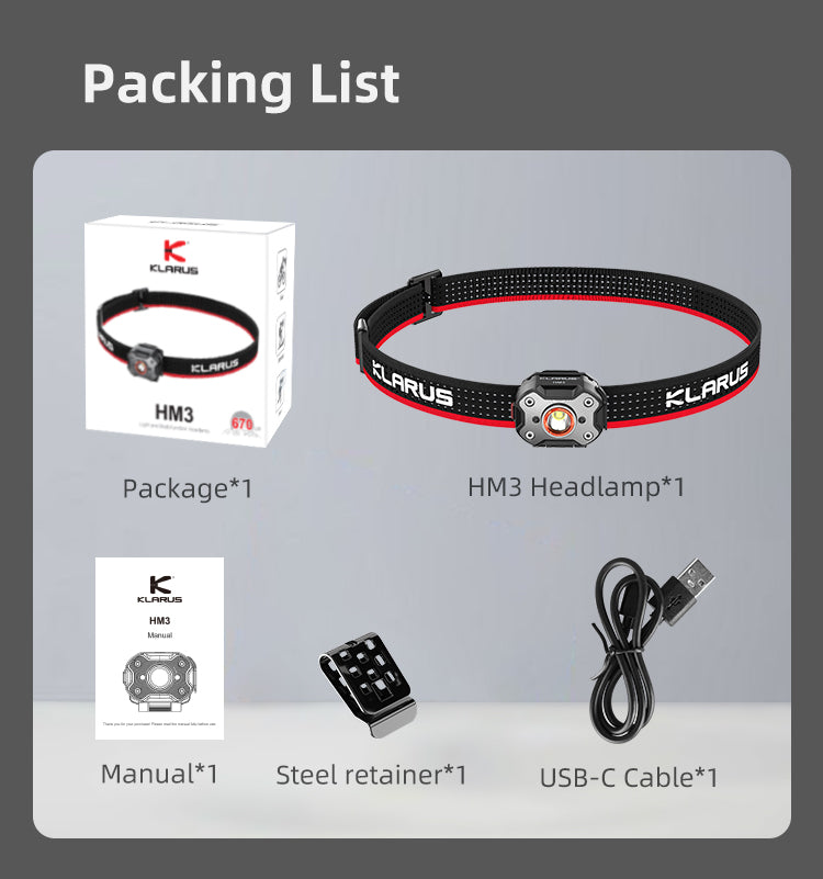 “Klarus HM3 smart-sensing micro LED headlamp – Lightweight rechargeable headlamp for outdoor use”