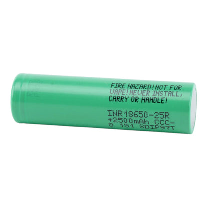 Samsung 25R 18650 2500mAh 20A Rechargeable Battery - FLAT TOP and UNPROTECTED