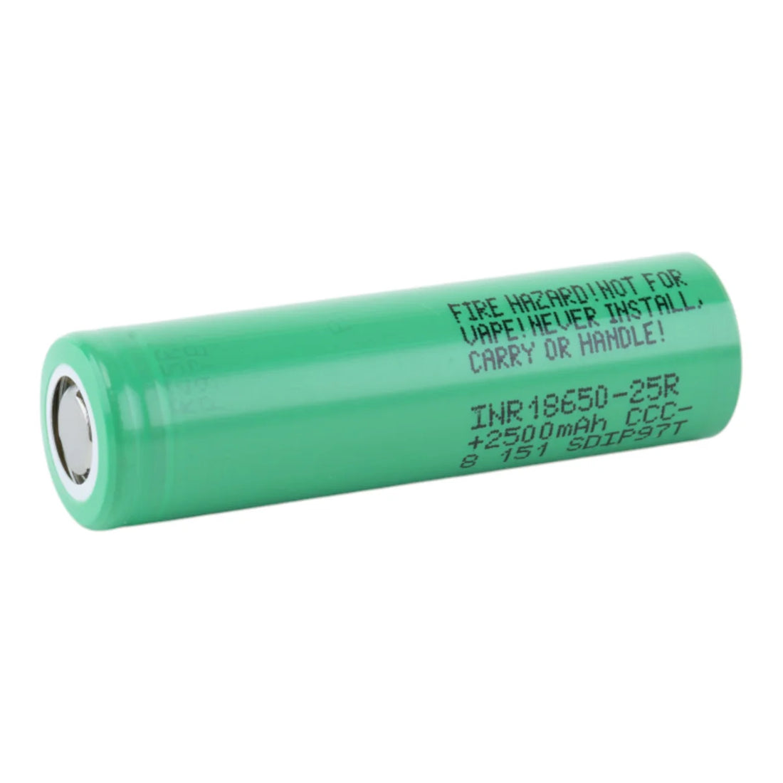 Samsung 25R 18650 2500mAh 20A Rechargeable Battery - FLAT TOP and UNPROTECTED
