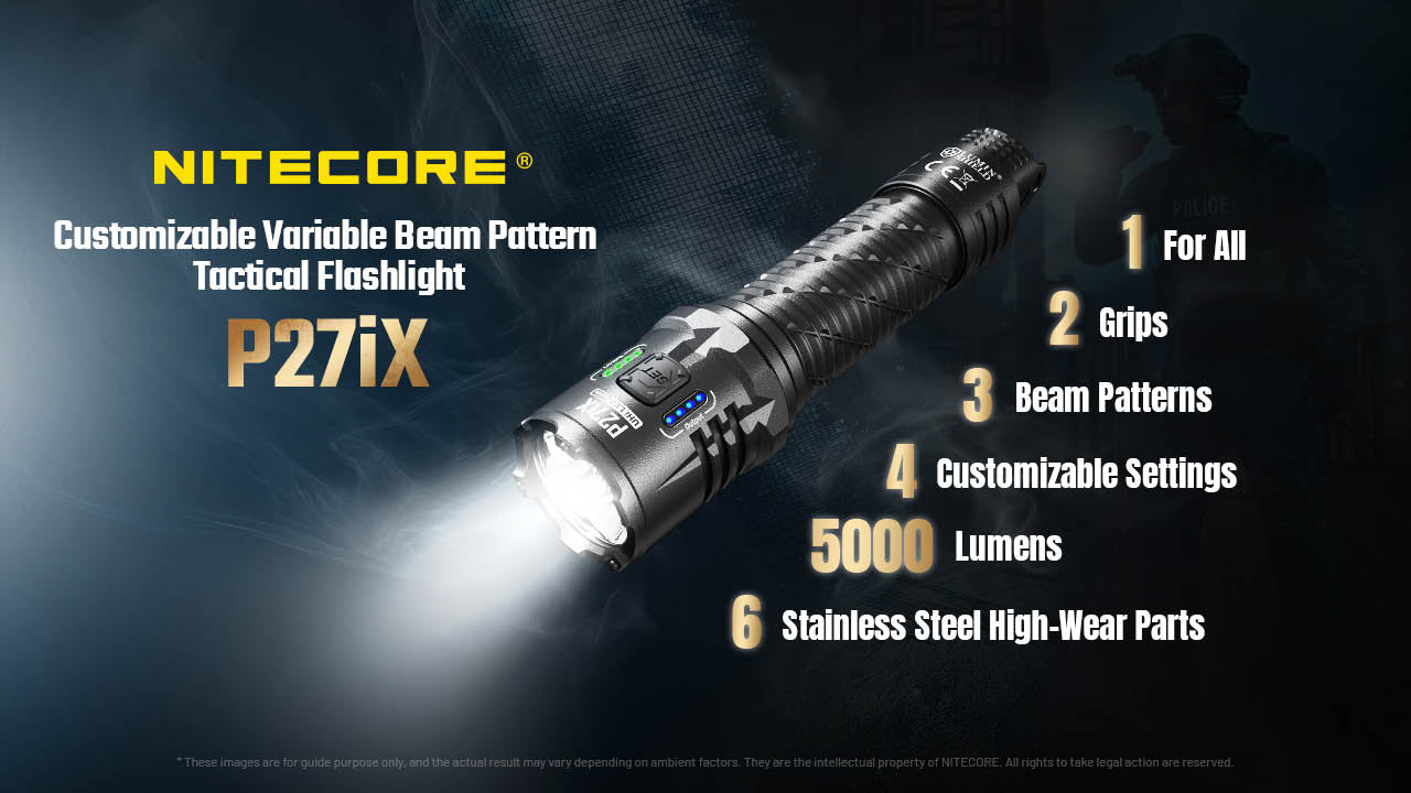 “Nitecore P27iX 5000 lumen tactical flashlight – customizable rechargeable duty light”