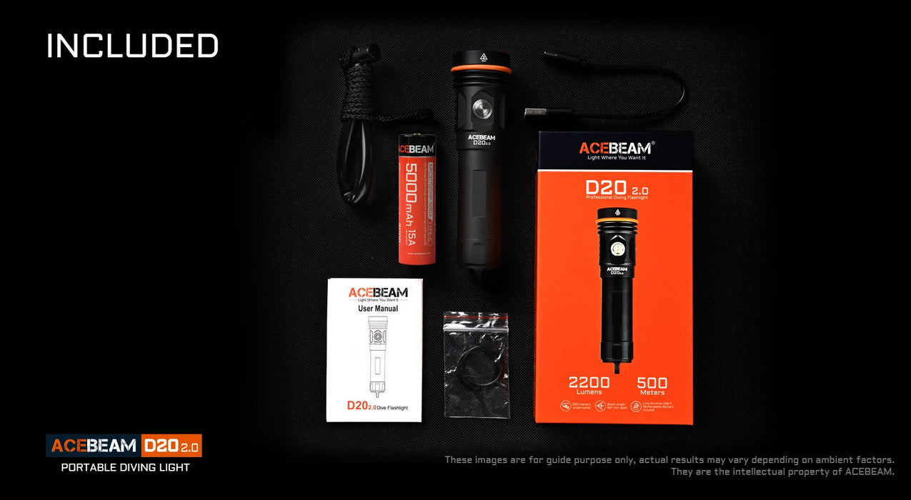 Acebeam D20 2.0 Dive Flashlight ***Will ship around November 25th*** Flashlight Acebeam 