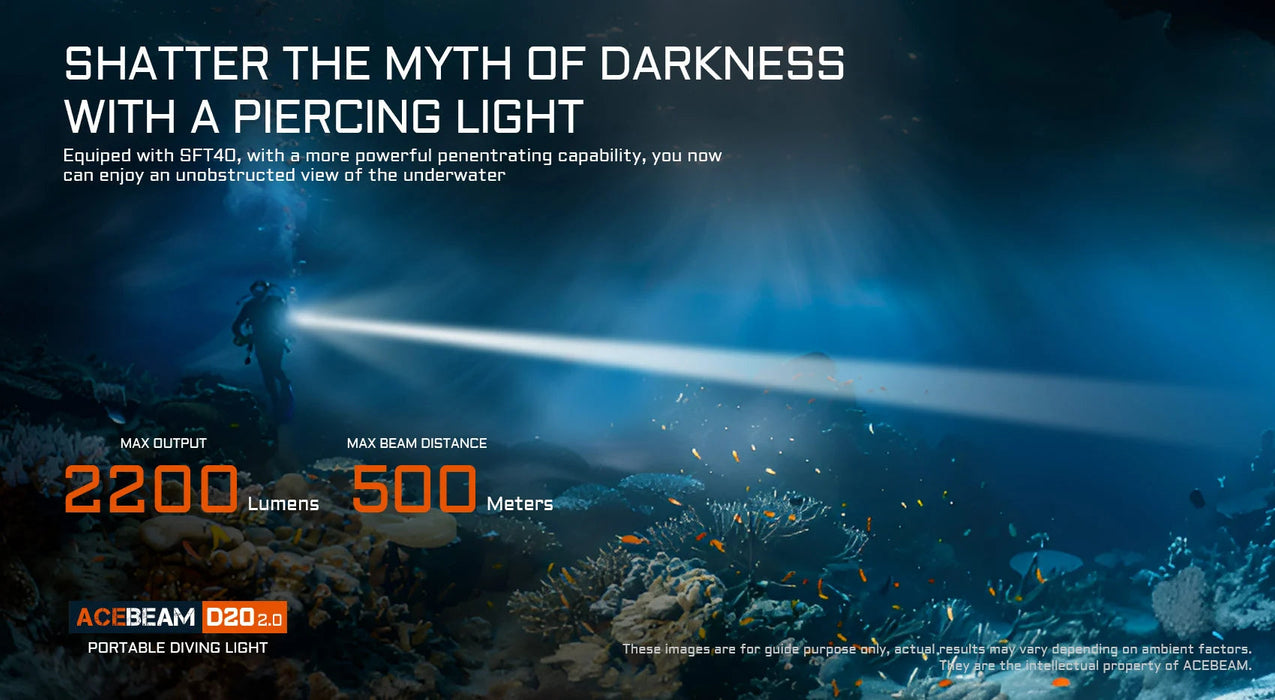 Acebeam D20 2.0 Dive Flashlight ***Will ship around November 25th*** Flashlight Acebeam 