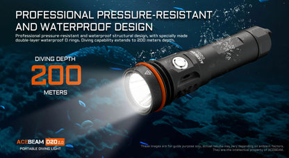 Acebeam D20 2.0 Dive Flashlight
