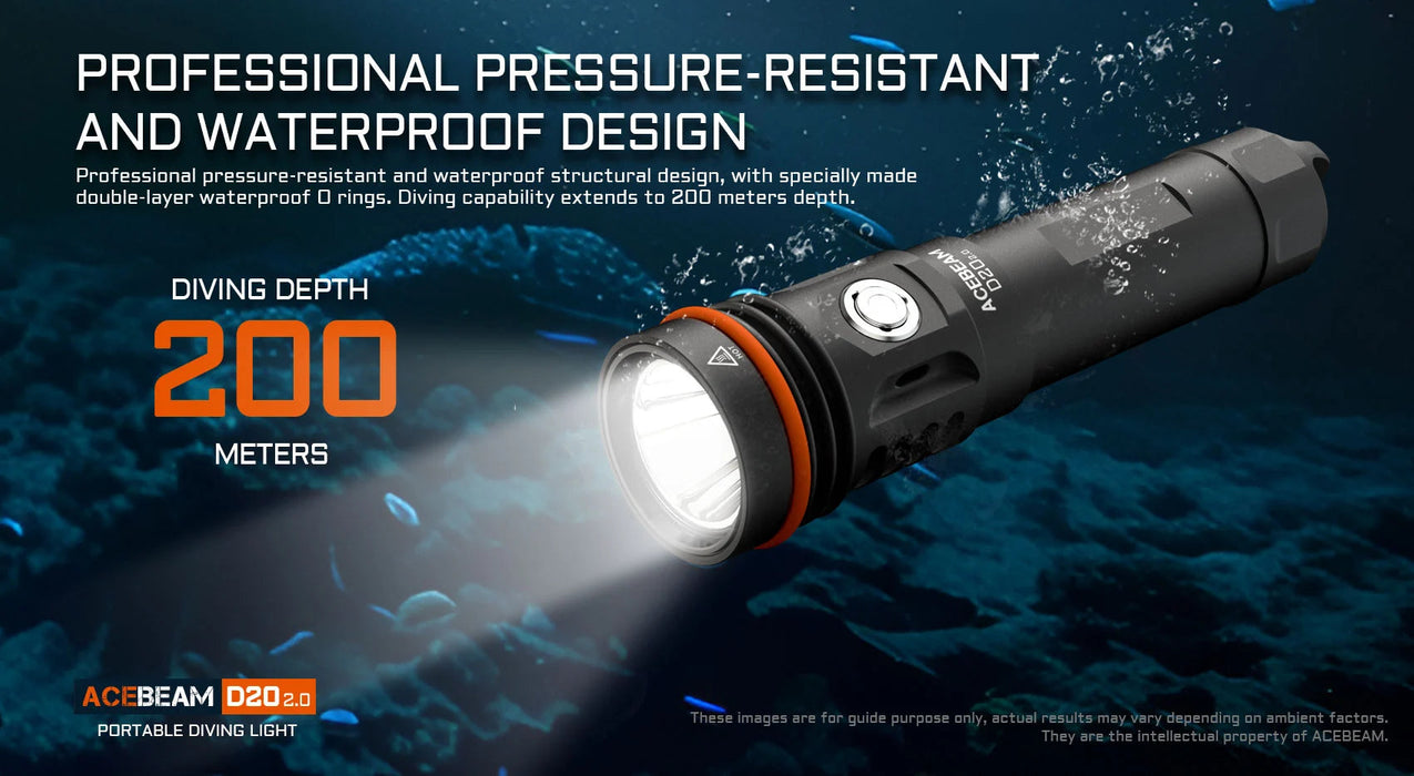 Acebeam D20 2.0 Dive Flashlight ***Will ship around November 25th*** Flashlight Acebeam 